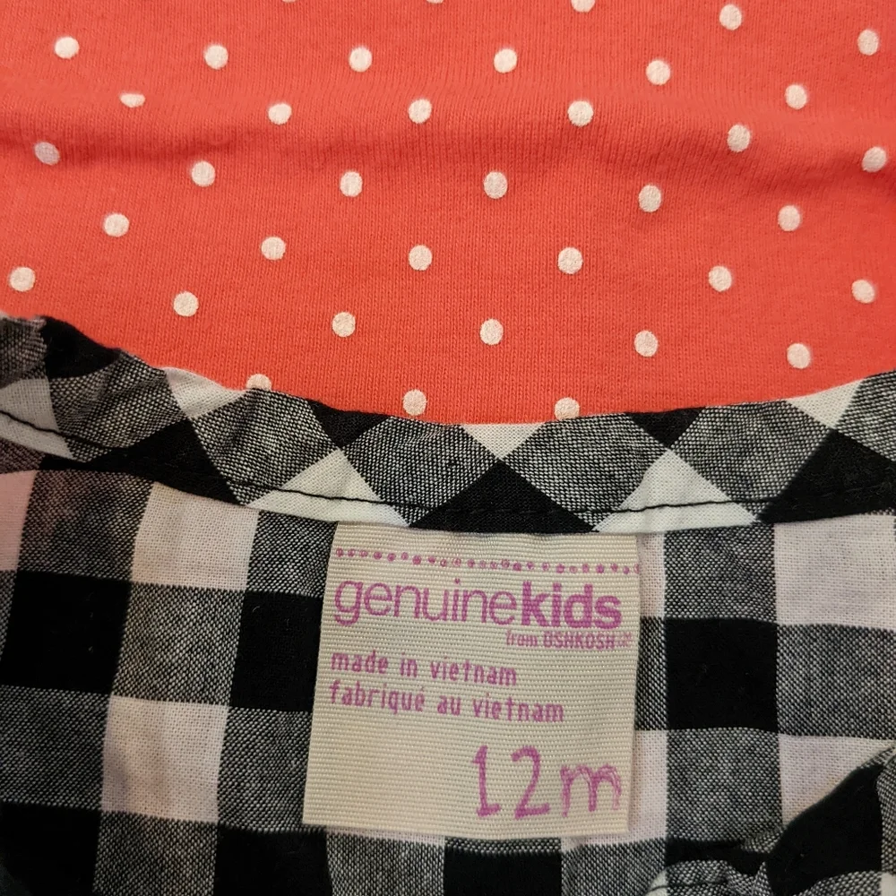 Girls size 12 months bundle of shirts pink, gingham, butterfly long sleeve
